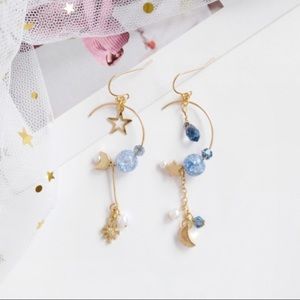 3/$30 Moon Star Asymmetrical Hoop Earrings